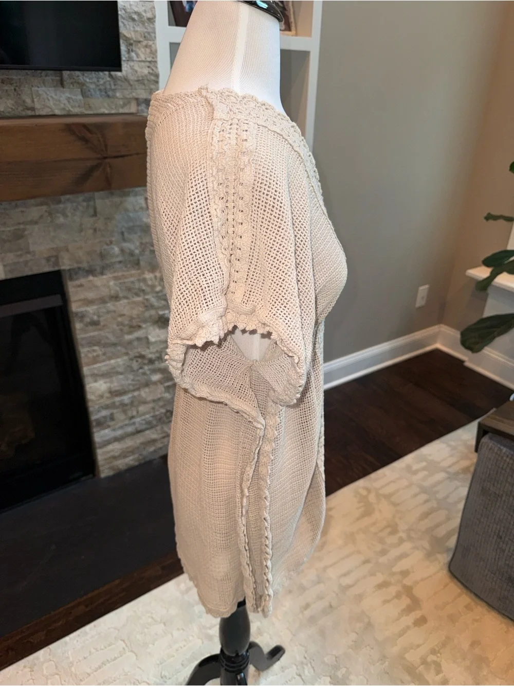 Sea spice Crochet Swim Coverup Tan 💯 Peruvian cotton M